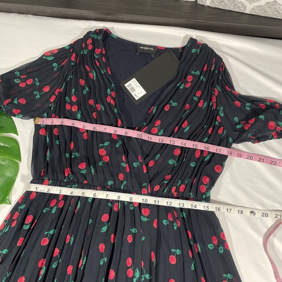 NWT $388 The Kooples [ 4‎ (XL) ] V-Neck Cherry Print Asymmetric Dress #G903 - Picture 5 of 14